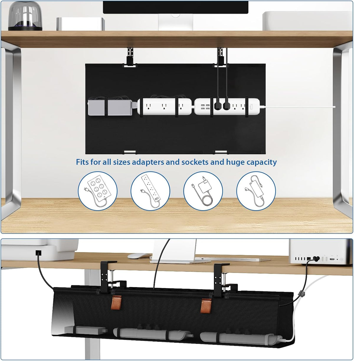 Zilink Under Desk Management Tray Desk Cable Organizer 30 inch, Black