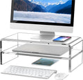 egchi clear acrylic monitor stand riser 2 tier, main product view