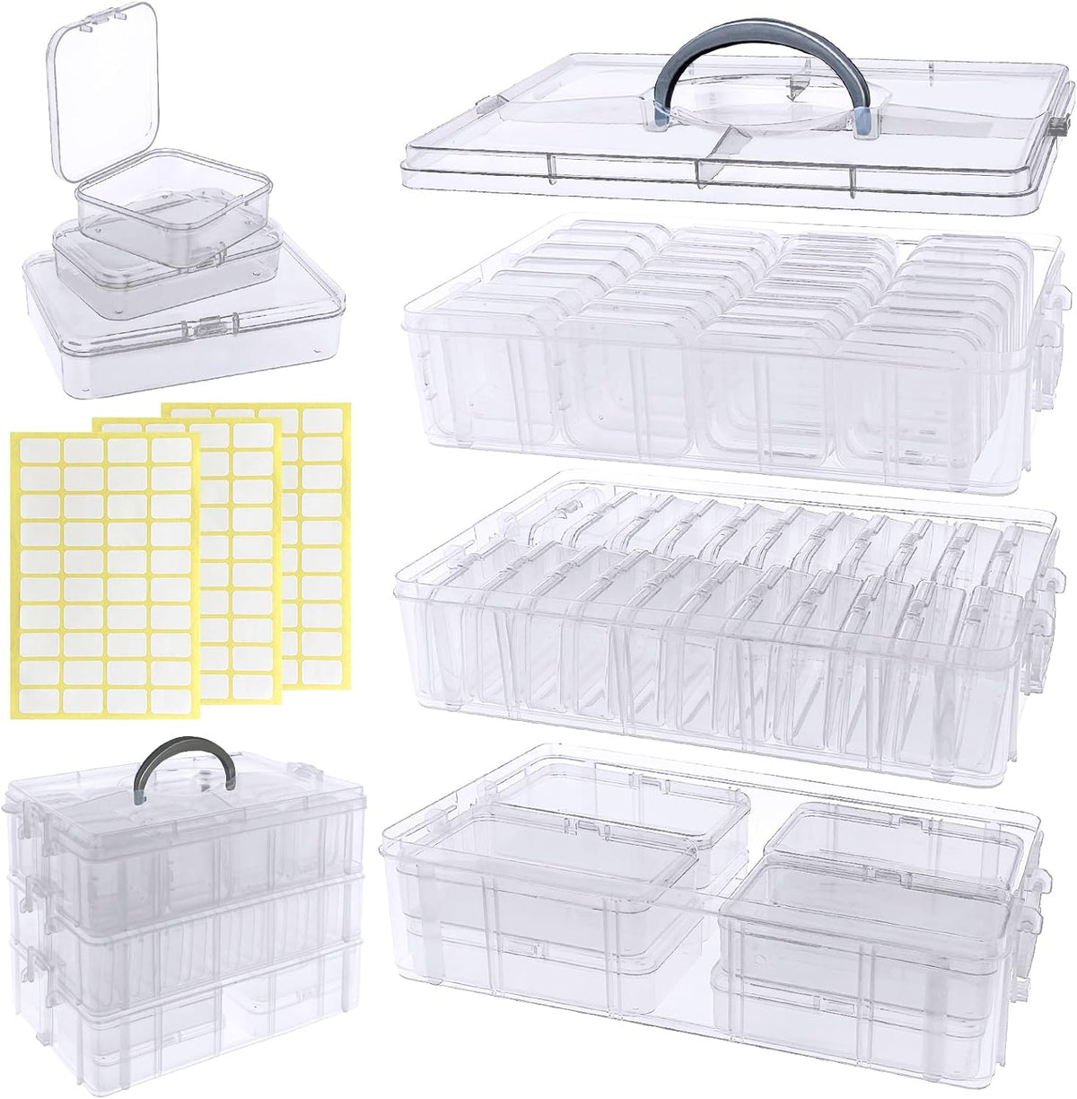 guyuyii 58 pcs transparent bead organizer with portable, main product view