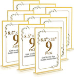 Acrylic Sign Holder 8.5 x 11, 9 Pack Clear Sign Holder Double Sided Gold Table by Unknown