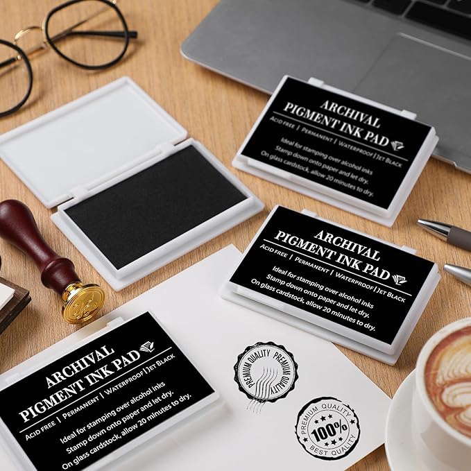 MotiMind 4 Pcs Black Archival Pigment Waterproof Ink Pad - Image 4