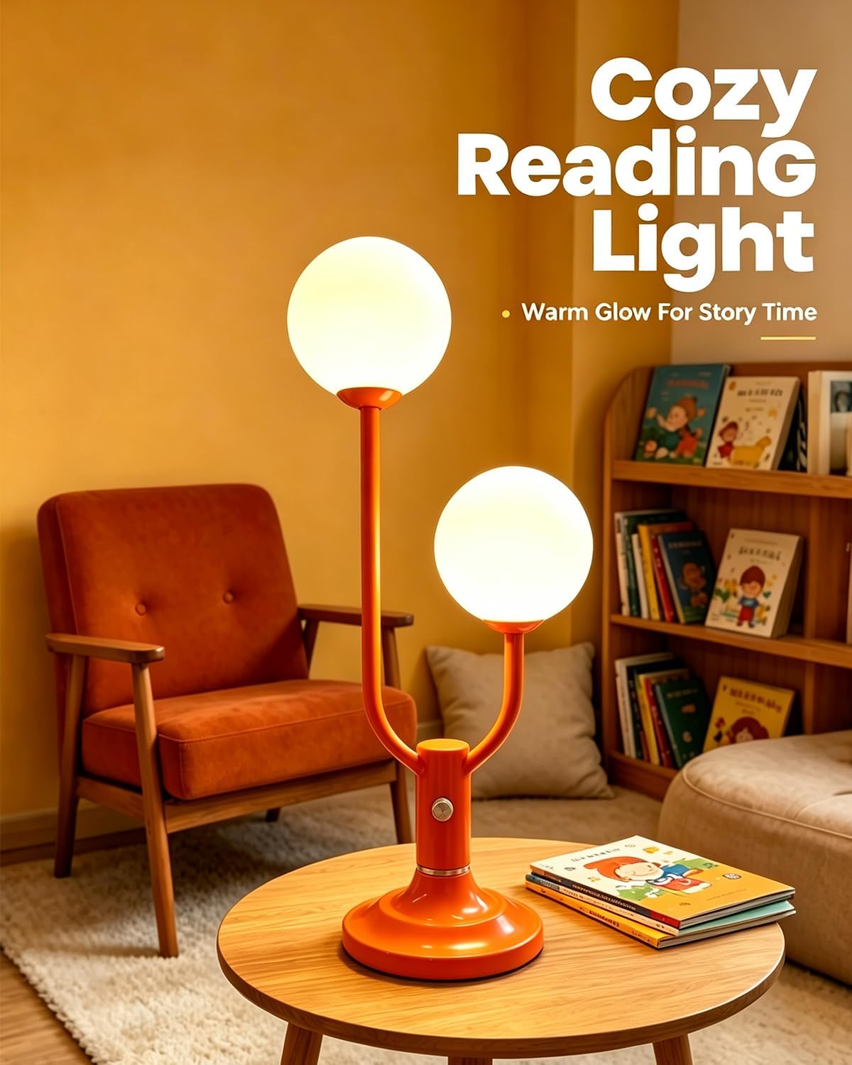 Lightdot Orange Table Lamp Dimmable Vintage Globe Lamp G9 2 Bulbs Included