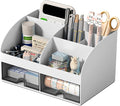 Desk Organizer with 6 Compartments and 2 Drawers, Plastic Makeup Organizer by COMFYROOM
