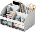 Desk Organizer with 6 Compartments and 2 Drawers, Plastic Makeup Organizer by COMFYROOM