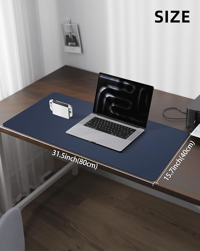 Leather Desk Pad Protector, Mouse Pad, Office Mat, Non-Slip PU Leather Blotter - Image 5