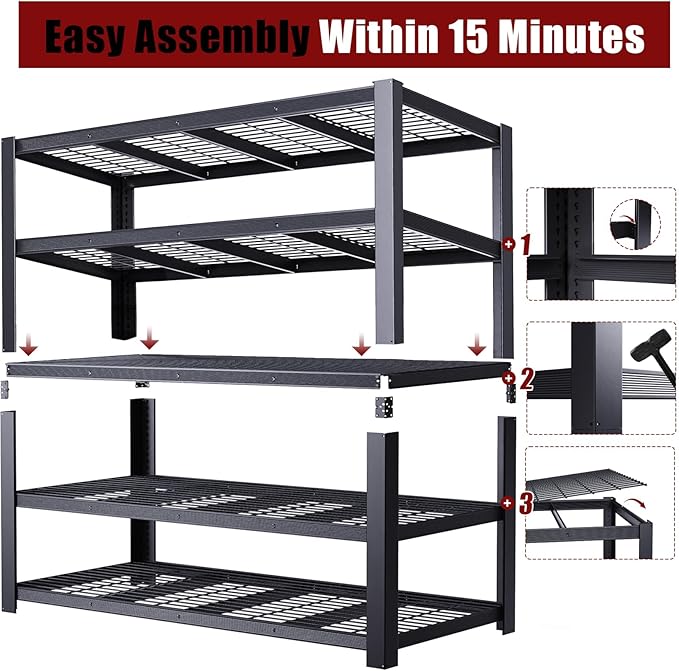 ZEUKMXOO Heavy Duty Garage Shelving, 5-Tier Storage Shelves, 3050LBS Capacity - Image 7