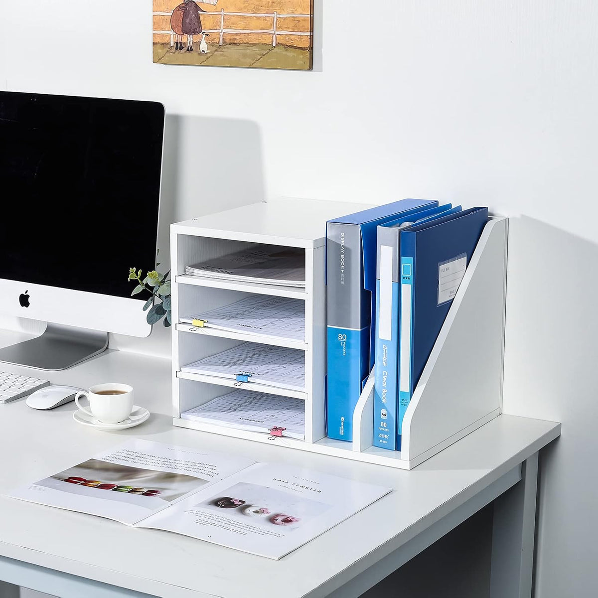 PAG-Mass Wood Desktop File Holder Organizer Mail Sorter for File Folders, Mai...