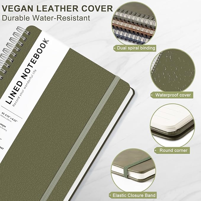 ABERLLS Green Lined Spiral Journal Notebook - Image 4