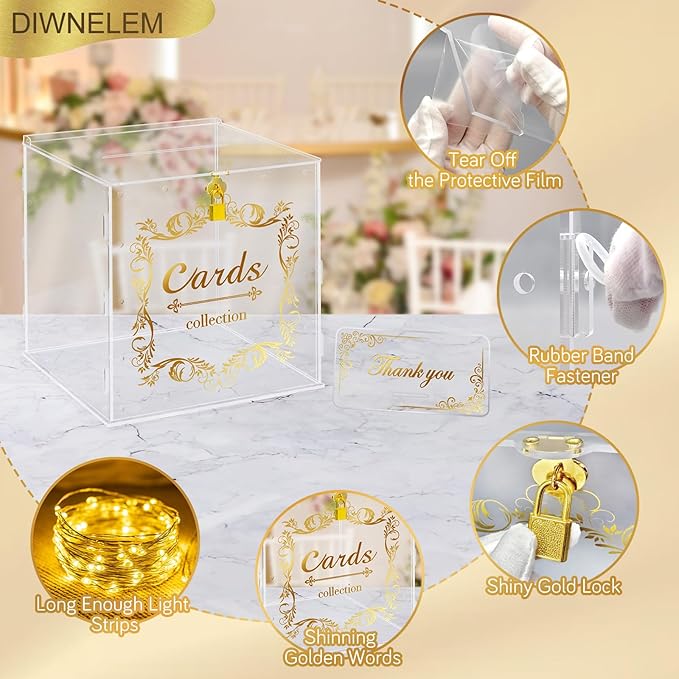 DIWNELEM Acrylic Wedding Card Box - Image 4