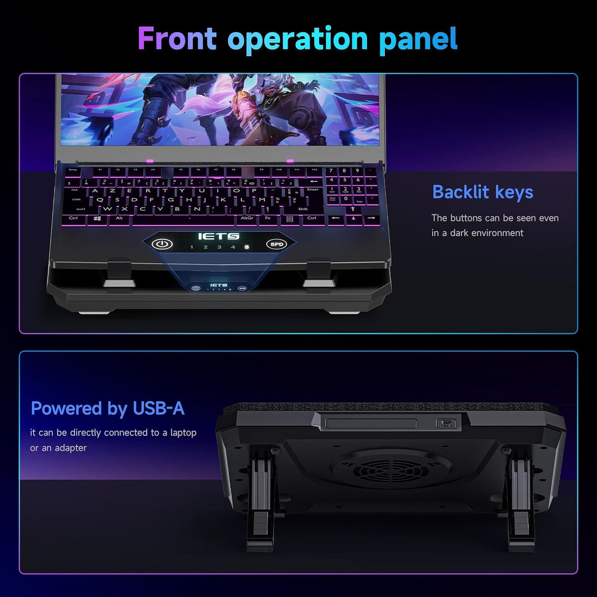 IETS GT300 Upgraded Laptop Cooling Pad with Adjustable Stand, Turbo Boosted C...
