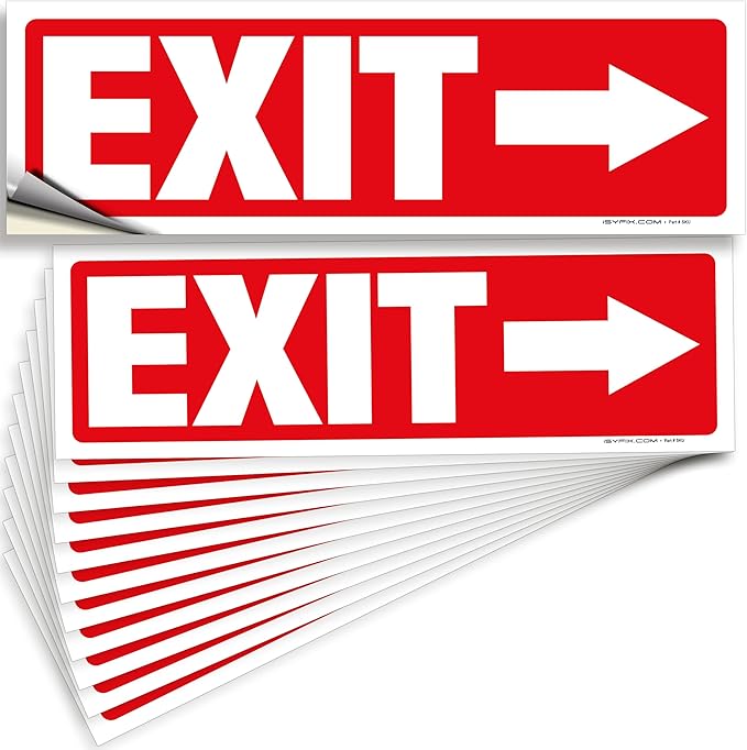 iSYFIX Exit Signs Stickers 12 Pack 12x4 Inch by iSYFIXPREMIUMSIGNS