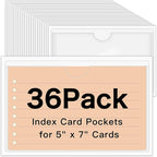 36 Pack Adhesive 5" x 7" Index Card Pockets by BESARME
