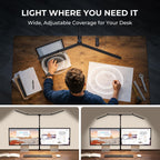 led desk lamps for home office, adjustable swing, close-up detail