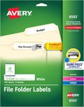 Avery File Folder Labels with TrueBlock Technology, Permanent Adhesive, 2/3" x 3-7/16", Laser/Inkjet, 150 Labels (08593)