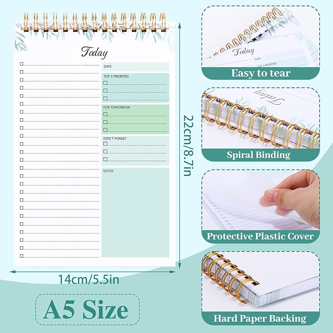 Thboxes 2 Packs To Do List Notepad, 104 Pages To Do List Notebook A5 Undated - Image 2