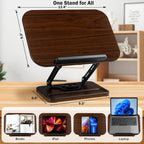 Book Stand with Light & Storage, Book Holders for Reading Hands Free | bible stand holder, wooden cookbook stand, adjustable Height, 360 °Angle, for Recipe Magazine Laptop Tablet Bible