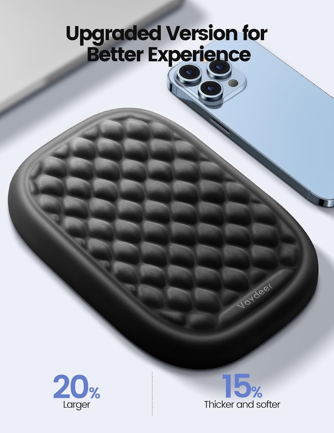 [Upgraded Larger and Thicker]Vaydeer Elbow Rest Pad, Desk Wrist Rest Memory Foam Armrest, Ergonomic Mouse Cushion Support, Wrist Pain Relief for Computer Laptop Working Typing Gaming Office Black Blue