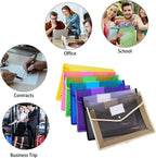 7 Pack B4 Plastic File Folders Waterproof Transparent Expandable File Folder - Purple&Pink&Yellow&Green&White&Blue&Black