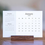 (2 Pack) Wood Calendar Stands - Desk Calendar Base - South American Walnut - Wooden Block - Monthly Desk Card Refill Holder - Office Home Gift Decor