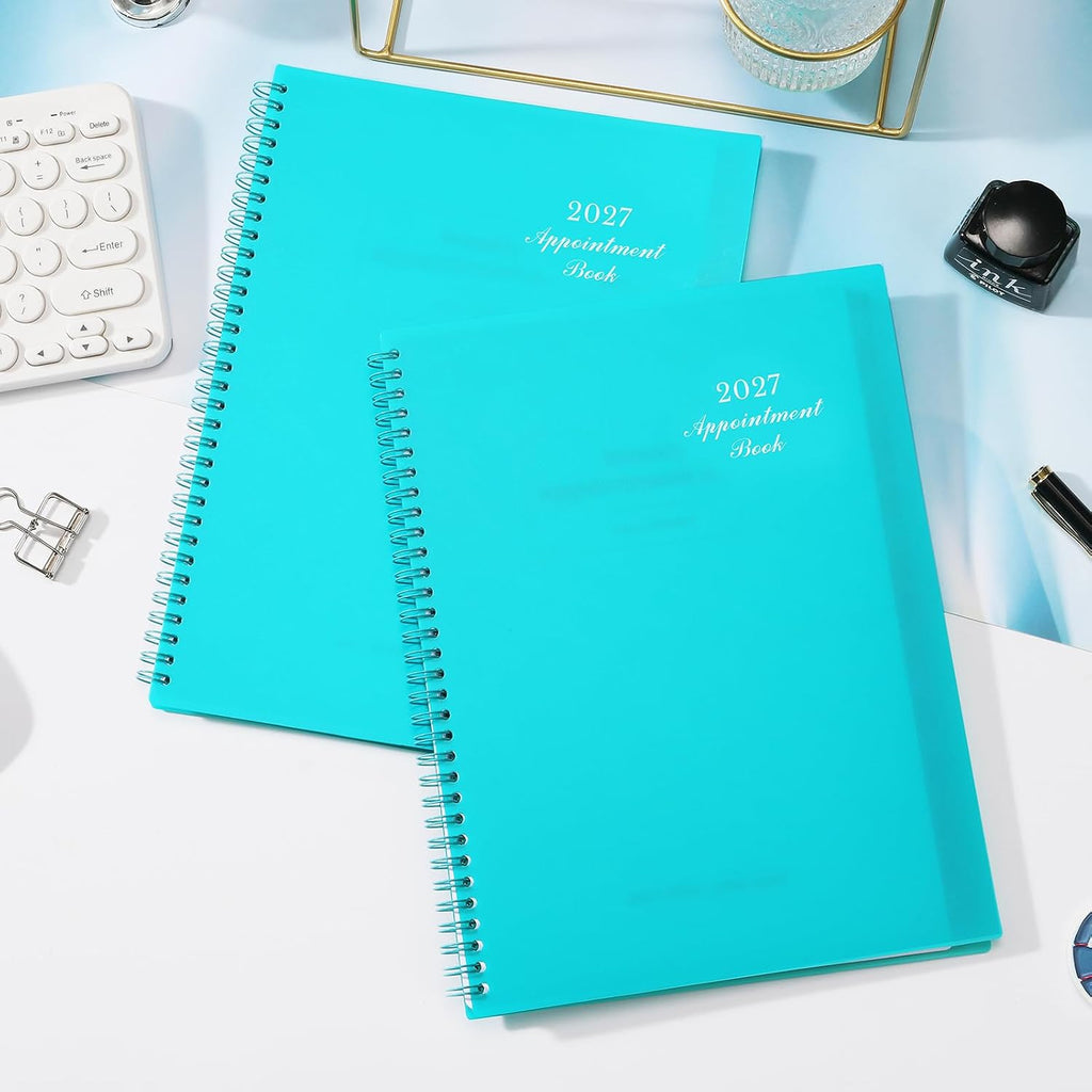 2027 Weekly Appointment Book & Planner - Daily Hourly Planner 2027, 9" x 11", January 2027 - December 2027, 30-Minute Interval, Lay - Flat, Spiral Binding, Thick Paper - Teal Green