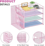 Marbrasse Desk Organizer and Accessories，4-Tier Paper Letter Tray Organizer - Image 4