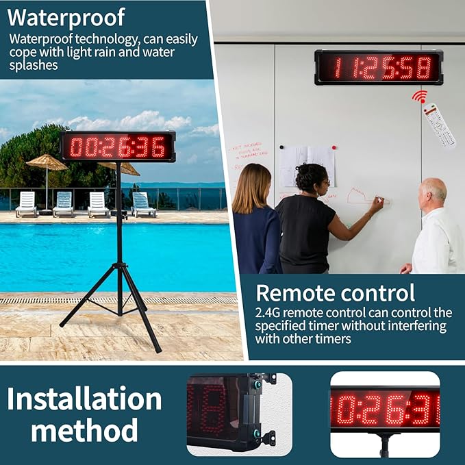Race Clock with Tripod for Running Events, Large LED Stopwatch with Remote - Image 4