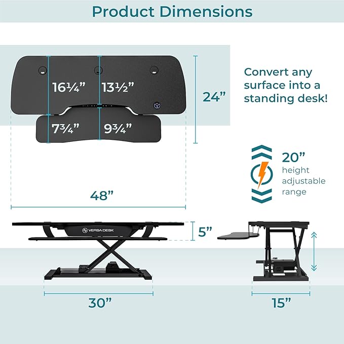 VERSADESK® PowerPro™ 48” x 24” Extra Wide Electric Sit-to-Stand Desk Converter - Image 5