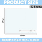 1 Pack 50 Sheets 22" x 17" Isometric Graph Paper Pad Landscape - Image 2