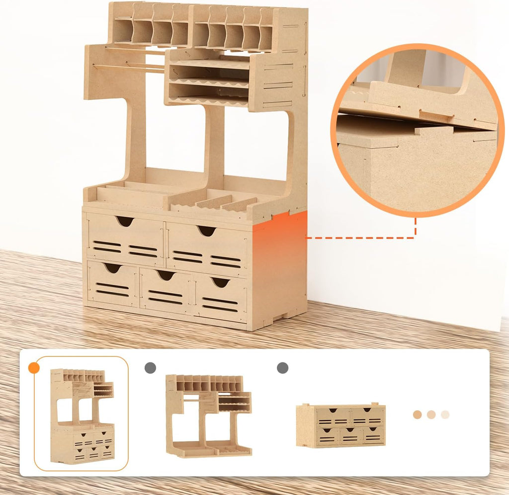 bucasso plastic model paint rack tool storage all-in-one, side view