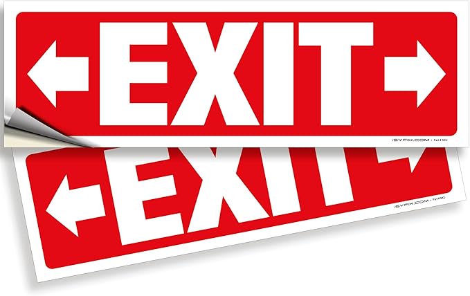 iSYFIX Exit Signs Stickers 2 Pack 12x4 Inch by iSYFIXPREMIUMSIGNS