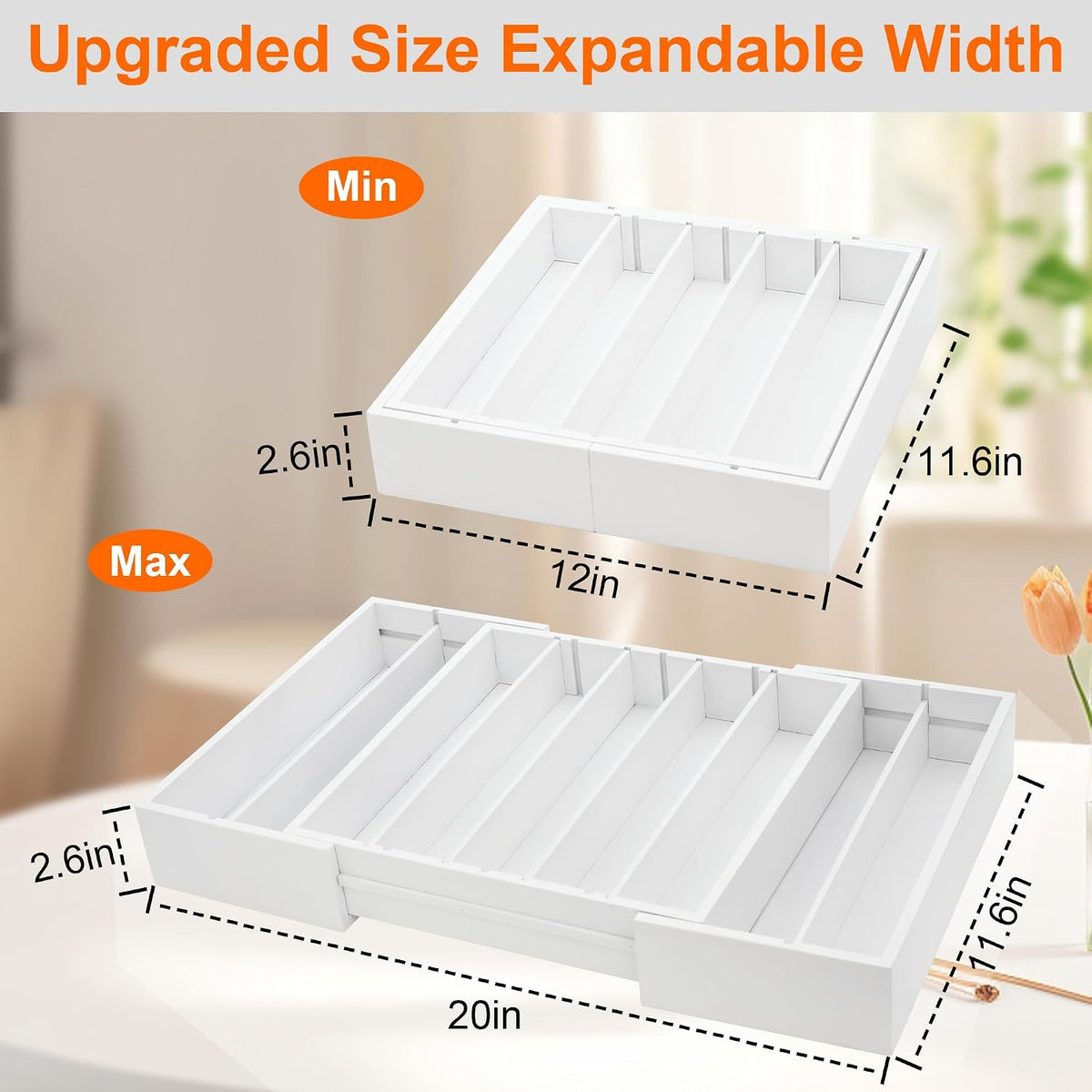MinBoo Bamboo Drawer Organizer - Expandable K Cup & Pods Holder, Coffee P...