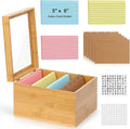 5x8 Index Card Holder with Dividers Bamboo Index Card Storage Box 4 by DLUGOPIS