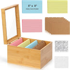 5x8 Index Card Holder with Dividers Bamboo Index Card Storage Box 4 by DLUGOPIS