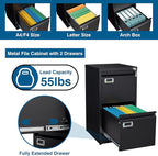 PEUKC 2-Drawer File Cabinet, 16.3" Deep Vertical Metal Filing Cabinet - Image 4