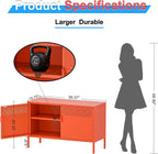 washsemba 2 door accent cabinet,orange metal storage cabinet shown in use