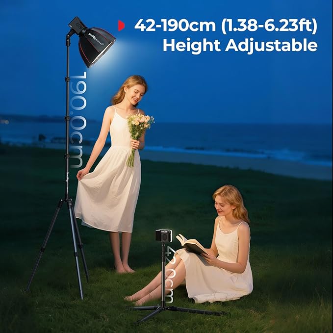 SMALLRIG 74.8"/ 6.23 ft Adjustable Light Stand Photography, Max Load 8.8 lb - Image 4