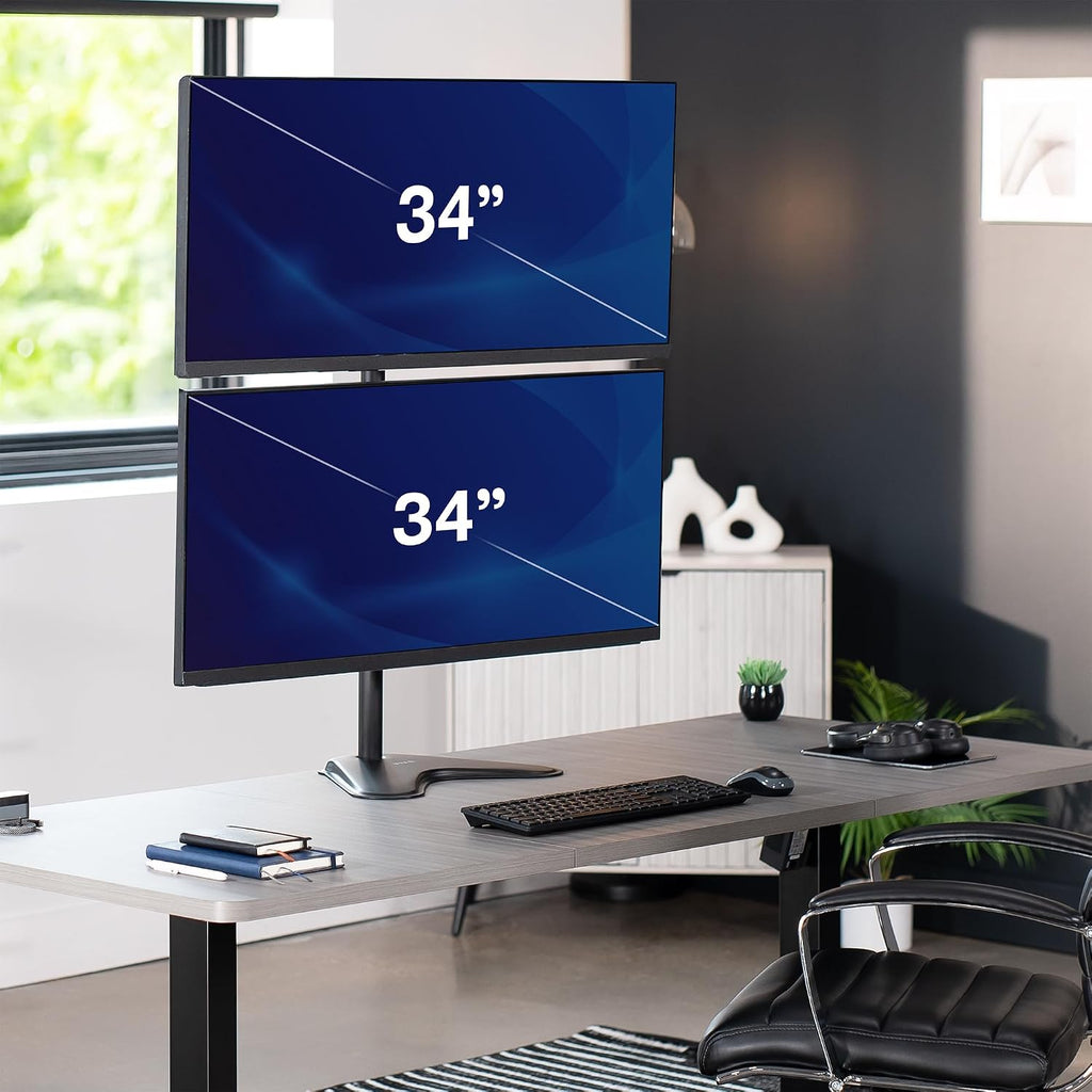 vivo dual monitor desk stand free-standing lcd mount shown in use