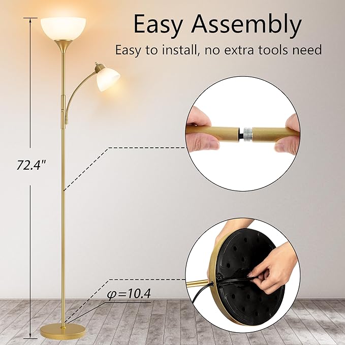 RISLG Floor Lamp, Standing lamp, Stepless Dimming Brightness, Included 9W and - Image 3