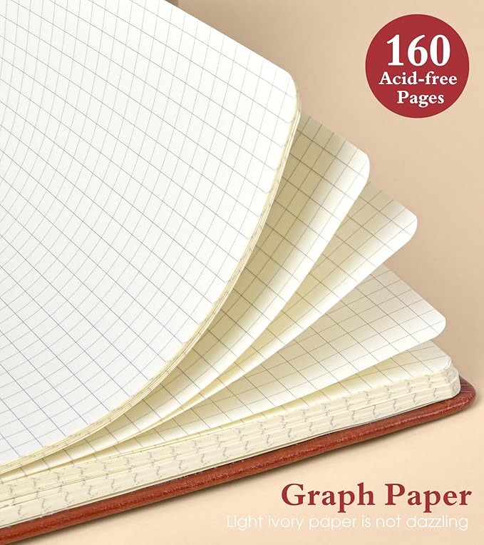 PAIBAS Graph Notebook for Women Men, 160 Pages Grid Paper, Graphing Notebooks - Image 4