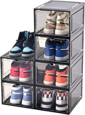 KEFA XL Shoe Storage Box, 6 PACK Shoe Boxes Clear Plastc Stackable Organizer by KEFASTORAGEBOX