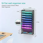 VEESUN 10 Tier Hanging Wall File Organizer, Wall File Holder Organizer Mounted - Image 2