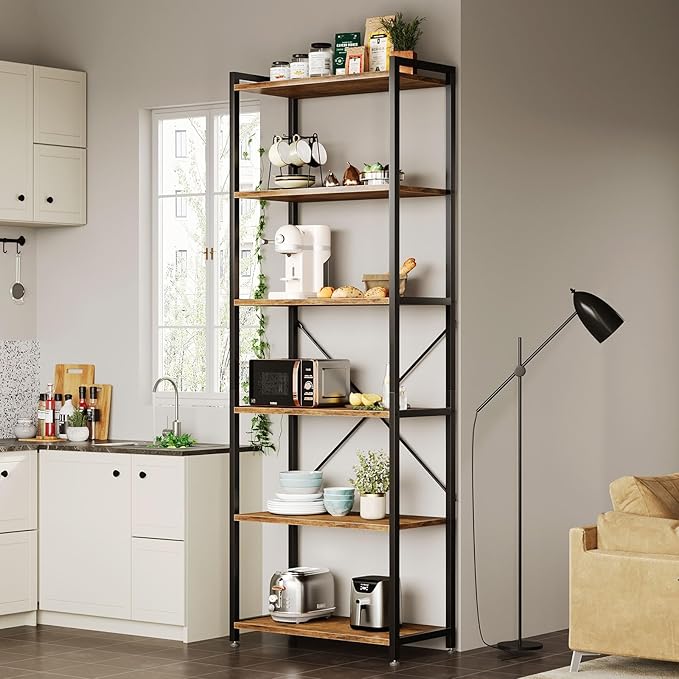 Casaottima Book Shelf, 6 Tier Tall Bookshelf, Modern Wood Bookcase Shelves - Image 6