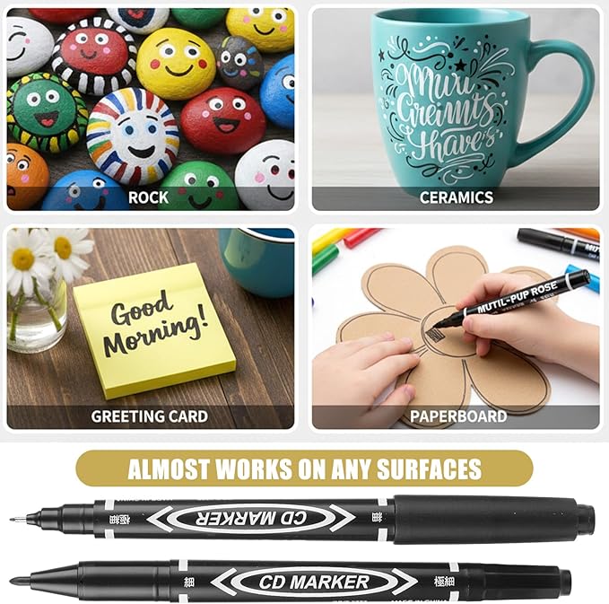 Sibba 20 PCS Dual-Tip Black Drawing Pens 0.5/1mm Bold & Fine Paint Markers - Image 4