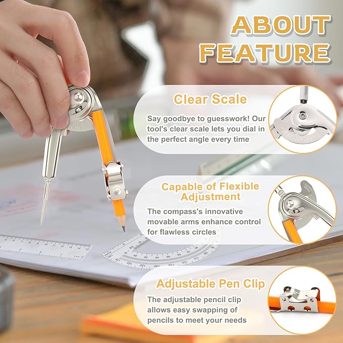 20 Pieces Geometry Math Set Compass - Image 3