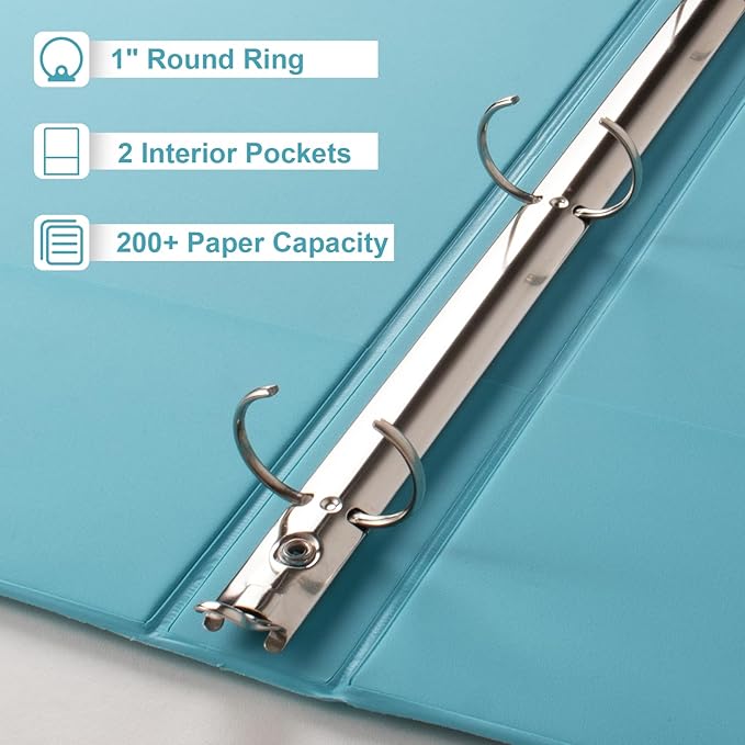 CIXILDTS 6-Pack 1-Inch Binder, Standard 3 Ring Binder Fit Letter Size Paper - Image 4