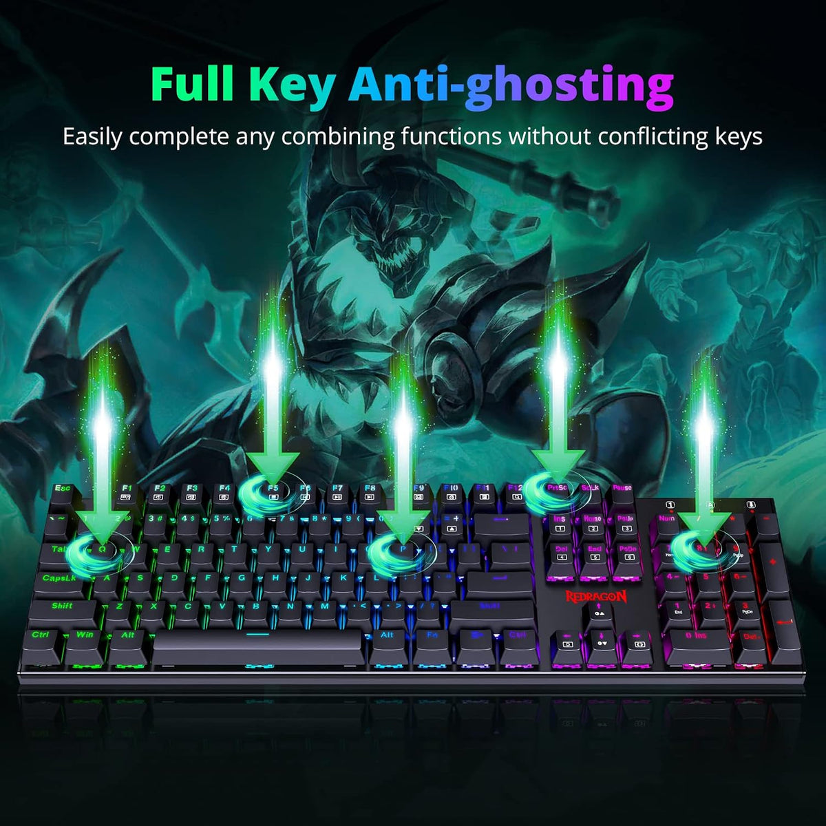 Redragon Mechanical Gaming Keyboard with Red Switches, Wired Keyboard Mechani...