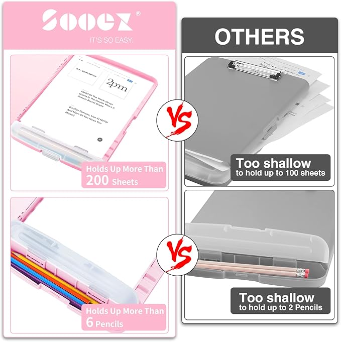 Sooez Clipboards with Storage, High Capacity Clip Boards 8.5x11 with Storage - Image 2
