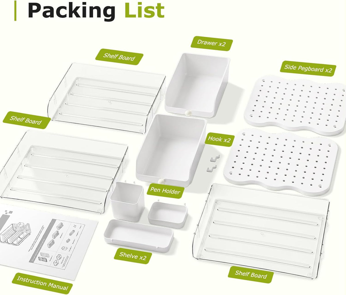 comix 3-tier paper organizer letter tray, file organizer, package contents