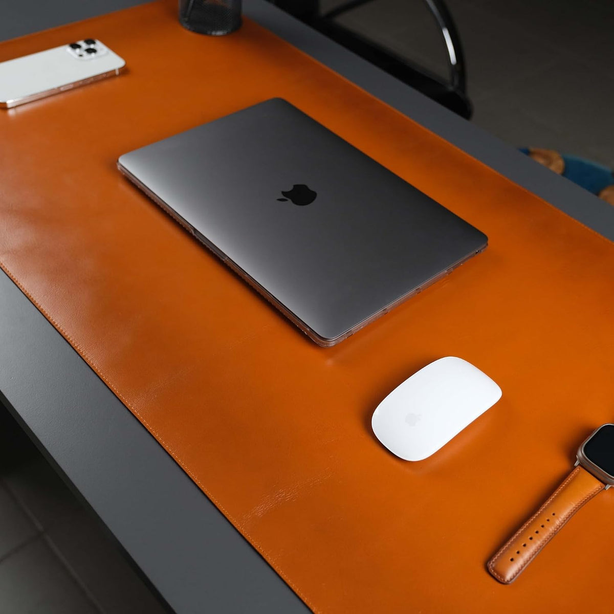 TORONATA Jersey Genuine Calfskin Leather Desk Pad, Office Desk Mat