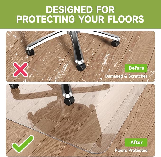 SOONAN Chair Mat for Hardwood Floor, 0.08" Thickness Heavy Duty Computer&Desk - Image 4